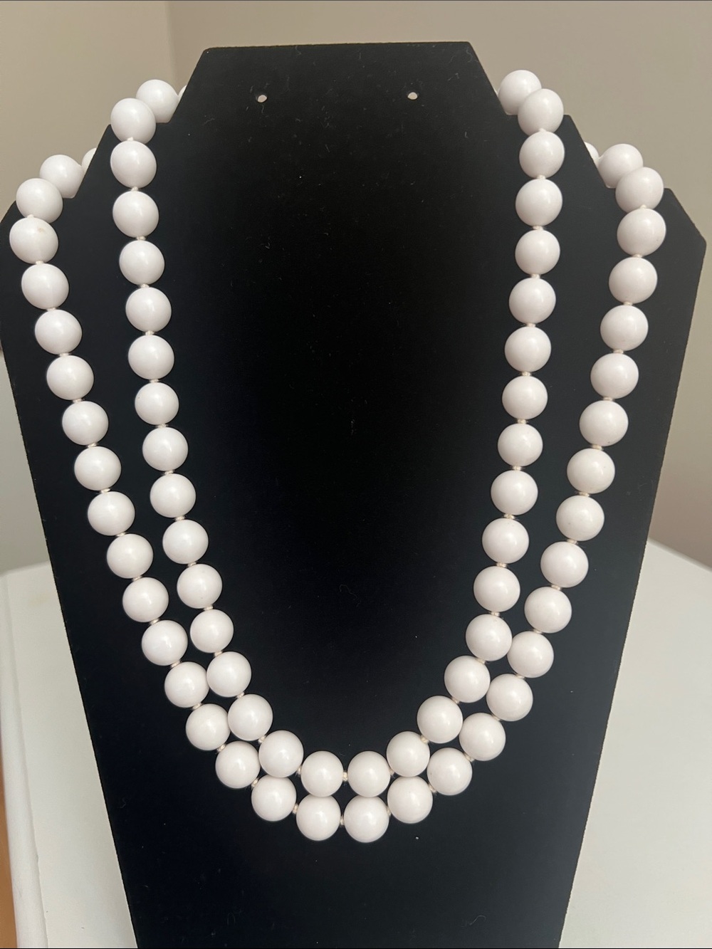 Stunning Classic White Double-Strand Beaded Pearl Layered Necklace - Vintage